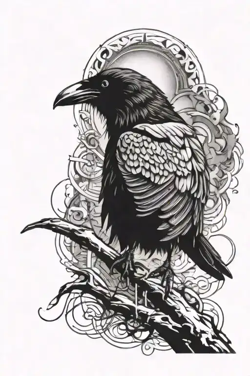 Crow With Gas In The Background Black