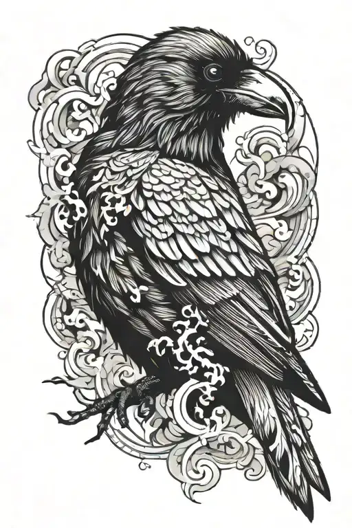 Crow With Smoke In The Background Black And White