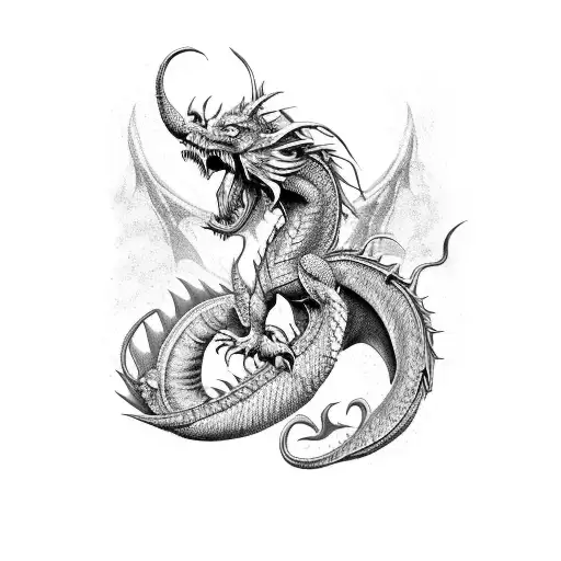 A Fierce Dragon Battling A Mythical Creature From A Video Game