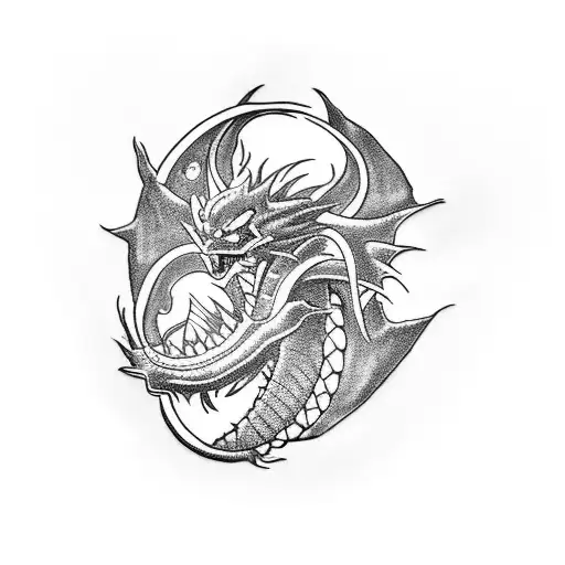 A Tattoo Combining A Motorcycle And A Dragon Ball Character