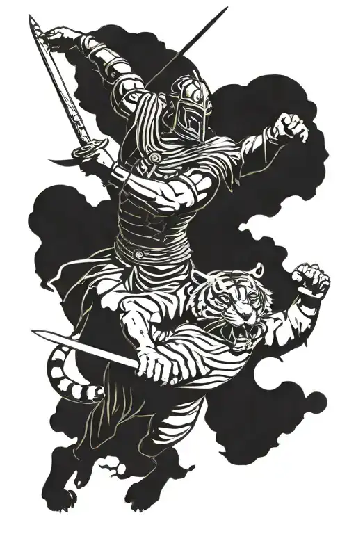 Gladiator Fighting With A Tiger In Ancient Rome