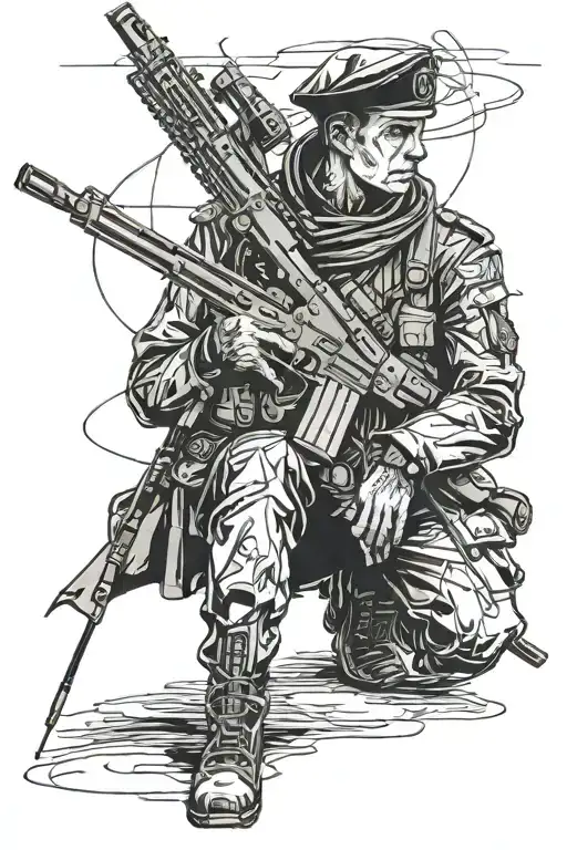 Koschei The Deathless In Military Uniform With A Sniper Rifle