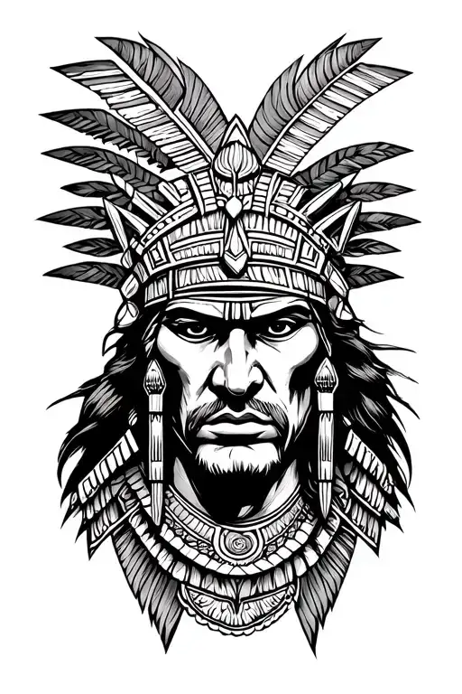 Aztec Warrior Face Surrounded