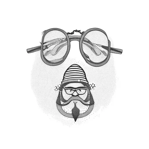 Old Black Grandfather With Glasses And Long Beard And A Beanie