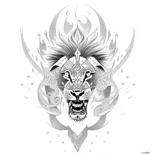 A Lion And A Dragon Locked In An Epic Battle Tattoo