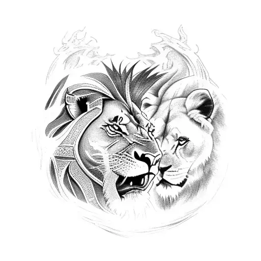 A Lion And A Dragon Locked In An Epic Battle