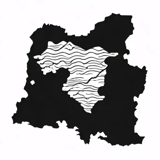 New Jersey State Silhouette Shape With Rocky Mountains Around It