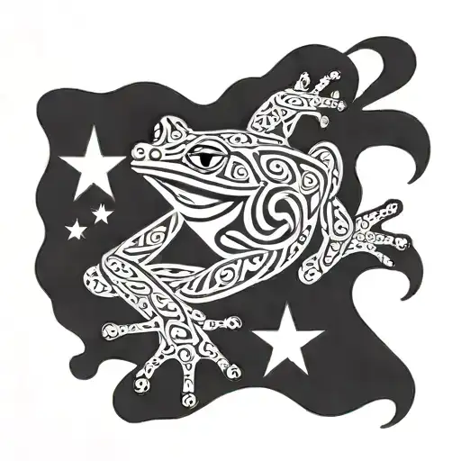 Taino Frog Puertorican Flag With The Letters Caguas