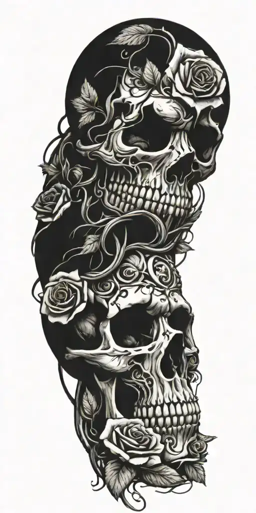 Skull With Roses Tangled