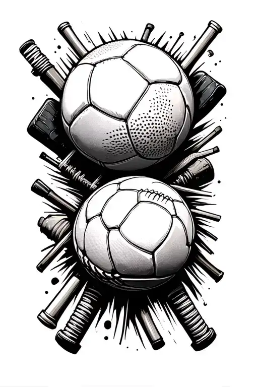 Sports Equipment Intertwined