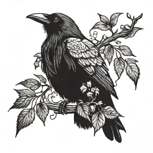 Crow And Vines Coming Up The Arm