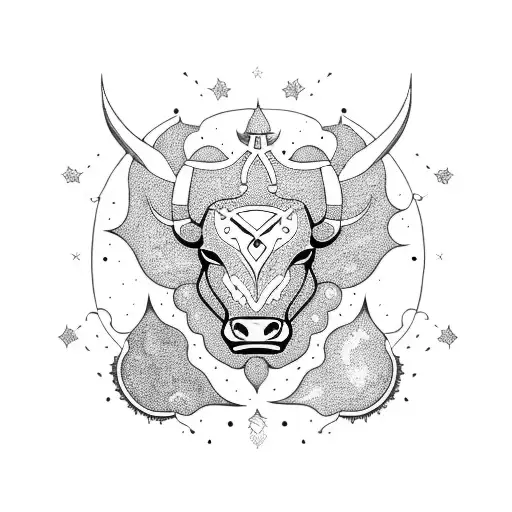 Celestial Bull Surrounded By Constellations