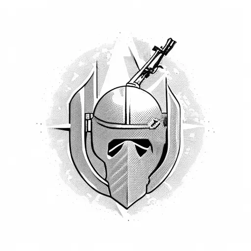 Ak 47 Rifle Sticking Up Out Of The Ground With A Military Helmet On Top