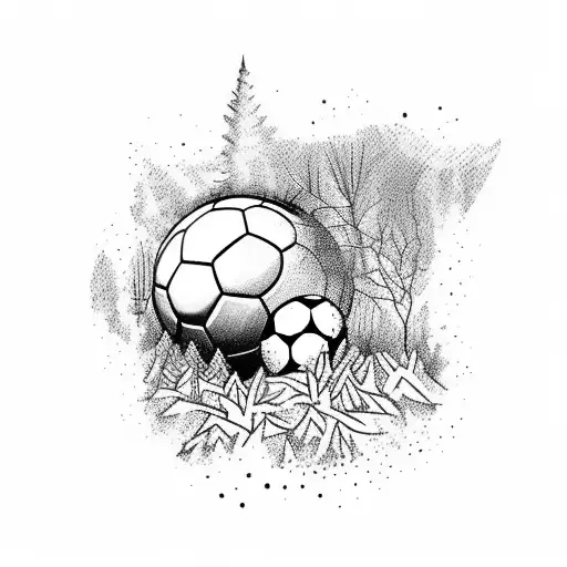 A Dynamic Soccer Player Kicking A Ball With A Forest As The Background