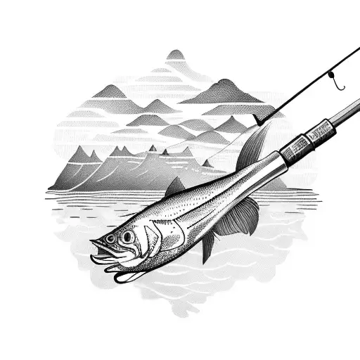 A Fishing Rod And A Wooden Spoon Crossed