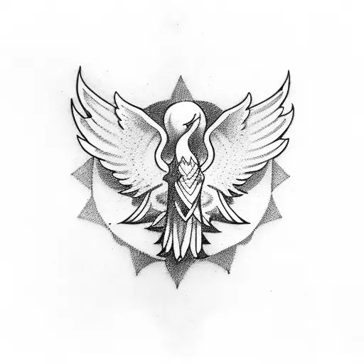 Sketch-style Tattoo Of A Black Eagle Holding A Crescent Moon