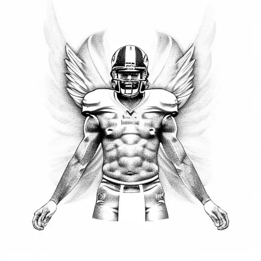 A Football Player With Angel Wings And A Halo