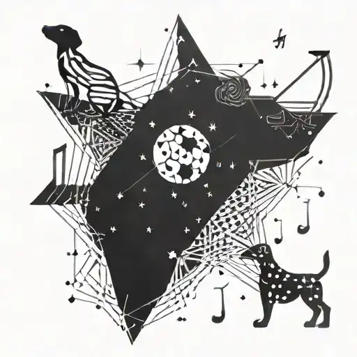 A Celestial Dog Constellation With Musical Notes As Stars
