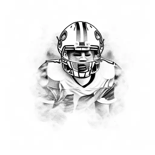 A Fierce Blackwork Tattoo Of A Football Player In Action