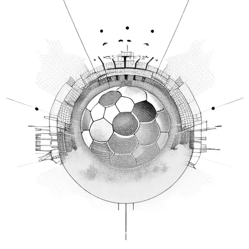 Pedralbes Neighborhood Skyline With A Soccer Ball As The Sun
