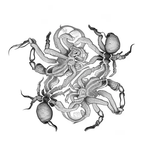 Scorpion And Spider In The Form Of Ying And Yang