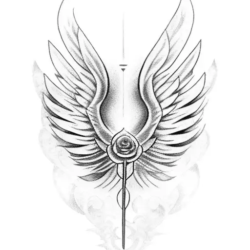Dagger With Flower And Wings