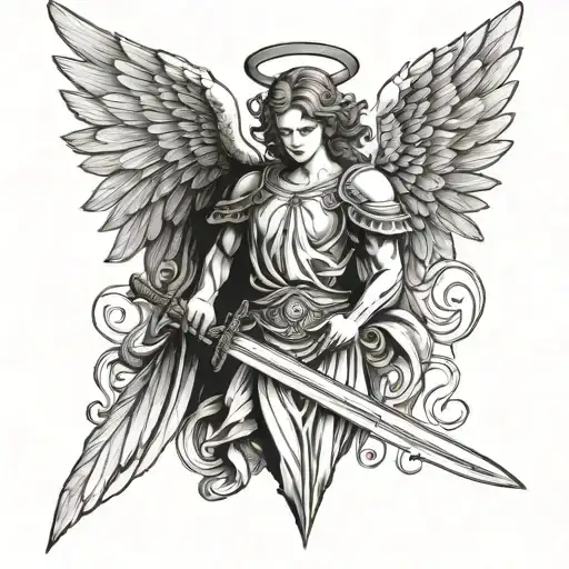 Angel With Wings And Sword