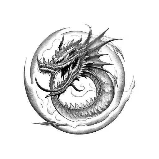 Bakunawa Dragon Stretch And Have The Moon Between Its Teeth