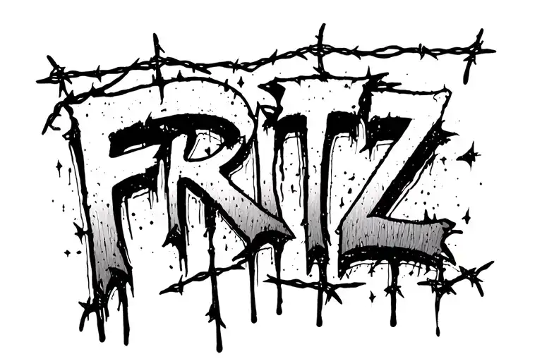 The Word Fritz In Bold Writing With Barbwire Accents