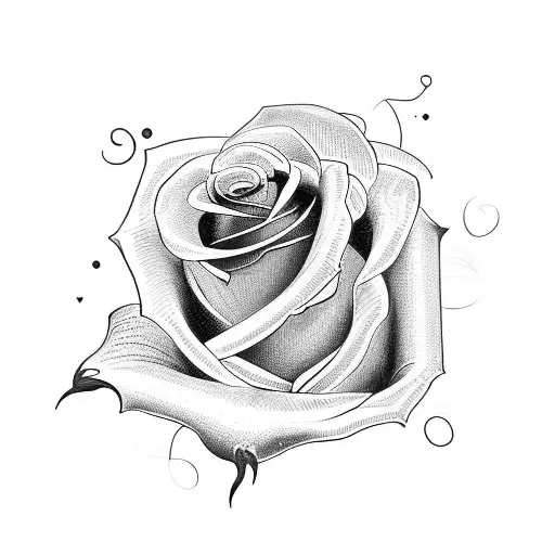 A Blackwork Tattoo Of A Rose Intertwined With A Rifle Barrel