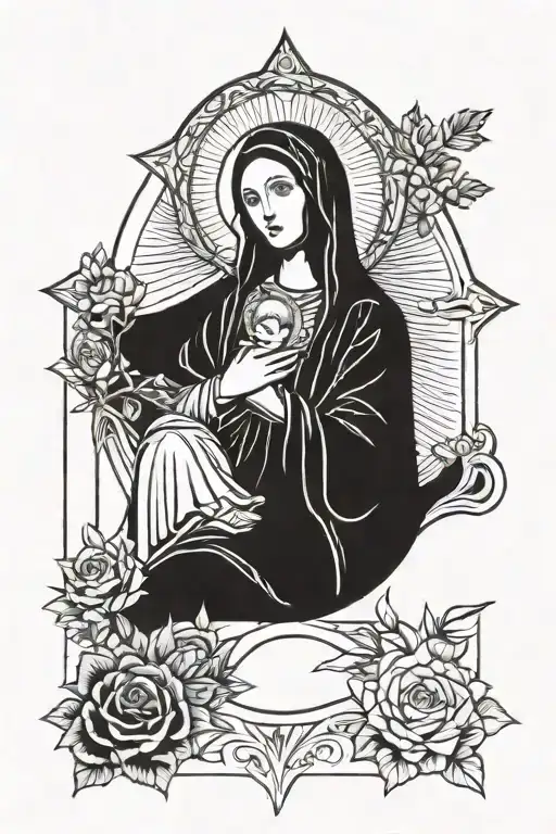 Icon Of The Virgin Mary In A Rectangle