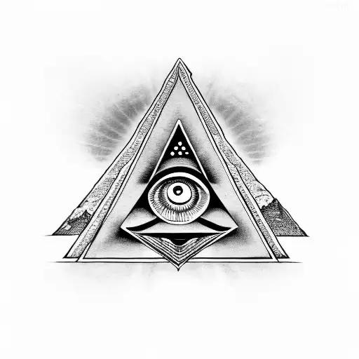 Illuminati Pyramid Logo Integrated With A All Seeing Eye Alien Hybrid