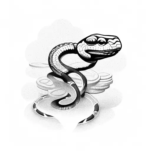 A King Snake Slithering Through A Pile Of Coins
