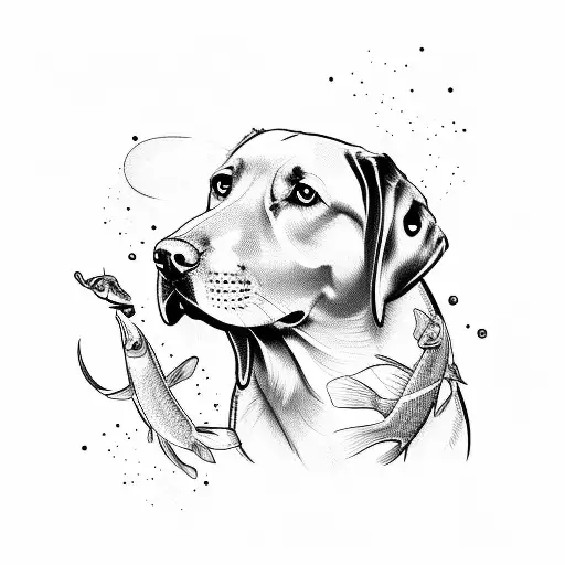 Black Lab Holding Fish