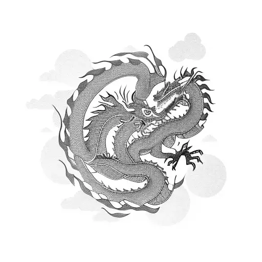 Chinese Dragon In A Modern Geometric Style