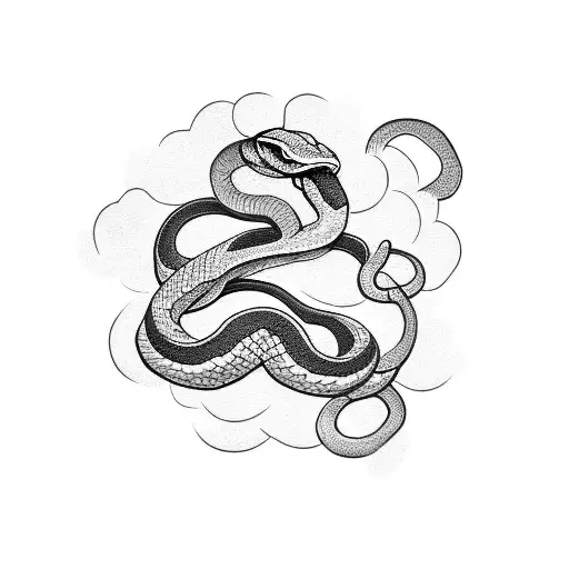 Snake Wrapped Around A Sword With Cherry Blossoms In The Background