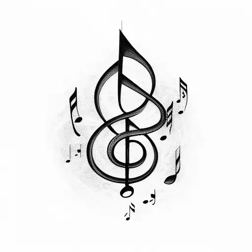 Musical Notes Intertwined With A Heartbeat Line