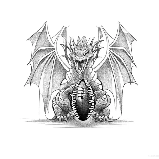 A Dragon Holding A Football In Its Claws