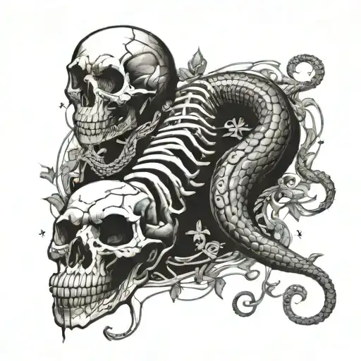 Human Skeleton As A Uroboros Snake