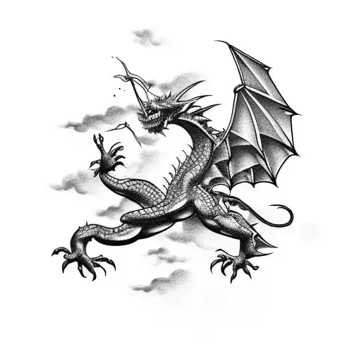 A Tattoo Of A Game Console Transforming Into A Soaring Dragon In The Sky