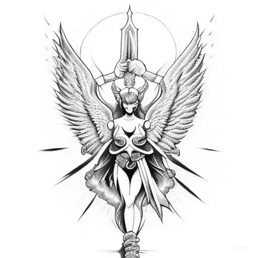 A Powerful Angel Engaged In A Fierce Battle With A Demon