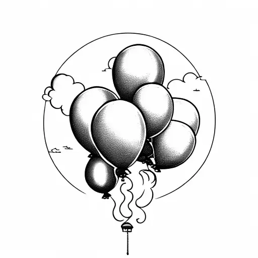Use This Style Of Balloon But Only Include 3 Black Balloons And Have Big Clouds In The Back