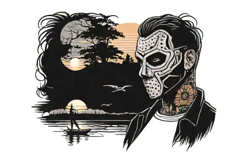 Jason Mask Admiring A Sunset