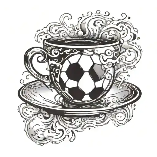 A Coffee Cup With Steam Forming The Shape Of A Soccer Ball