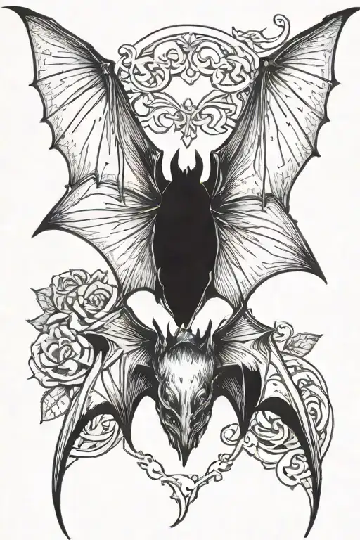 Gothic Style Bat Hanging Upside