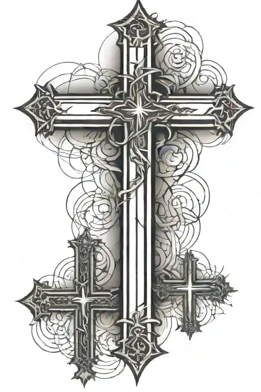 Three Cross Going Down In A Line