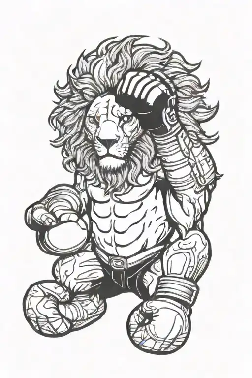 Lion Wearing Boxing Gloves