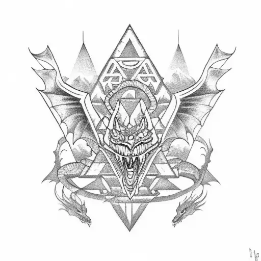 Dragon Flying Over An Aztec Pyramid