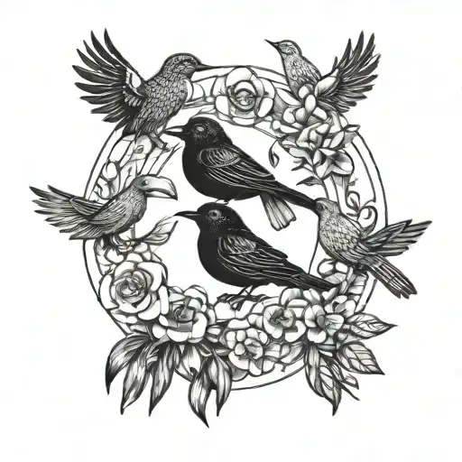 Birds In A Circle Of Hands