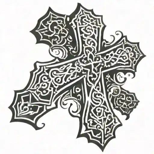 Simple All Black Cross Going Through All Black Head